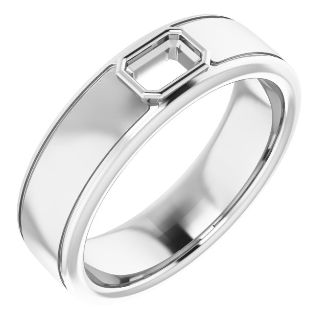 Grooved Bezel-Set Solitaire Band