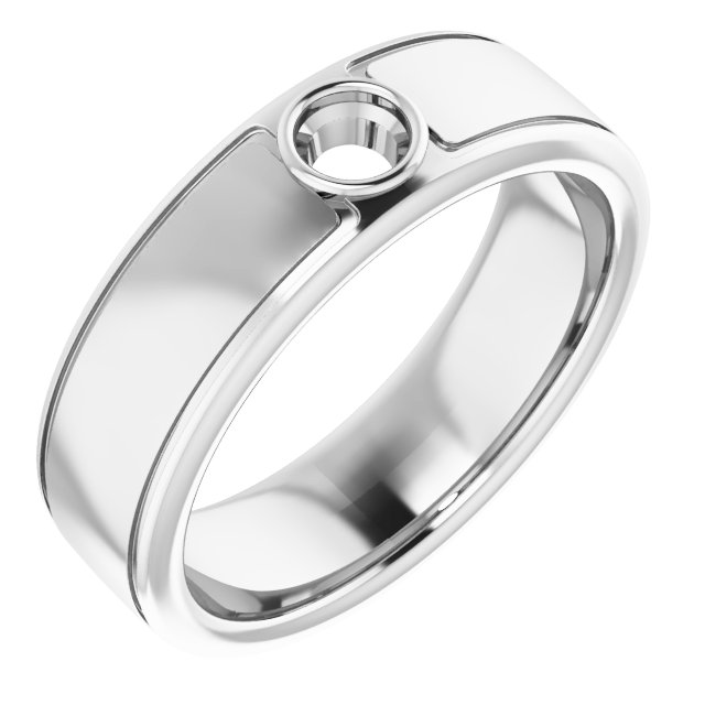 Grooved Bezel-Set Solitaire Band