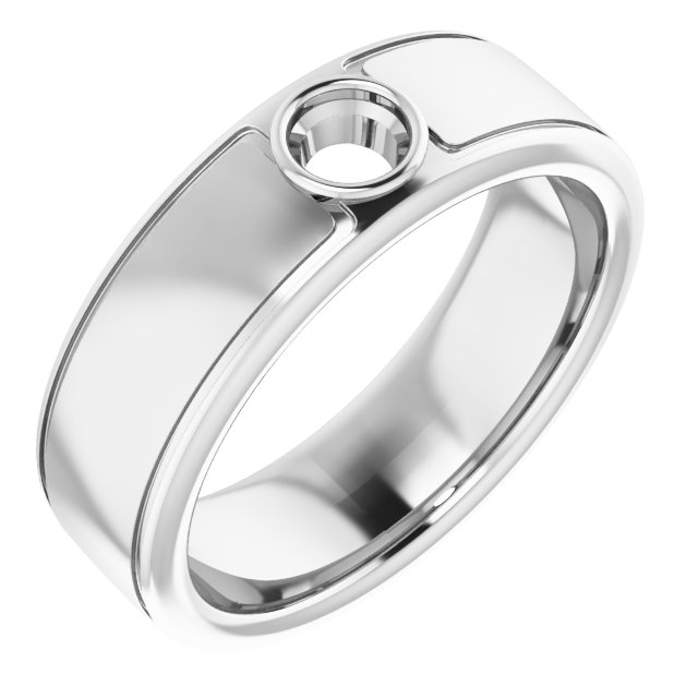 Grooved Bezel-Set Solitaire Band