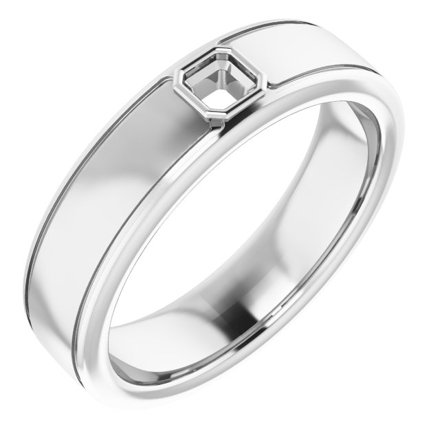 Grooved Bezel-Set Solitaire Band