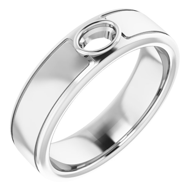 Grooved Bezel-Set Solitaire Band