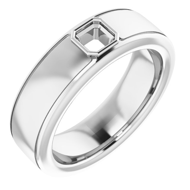 Grooved Bezel-Set Solitaire Band