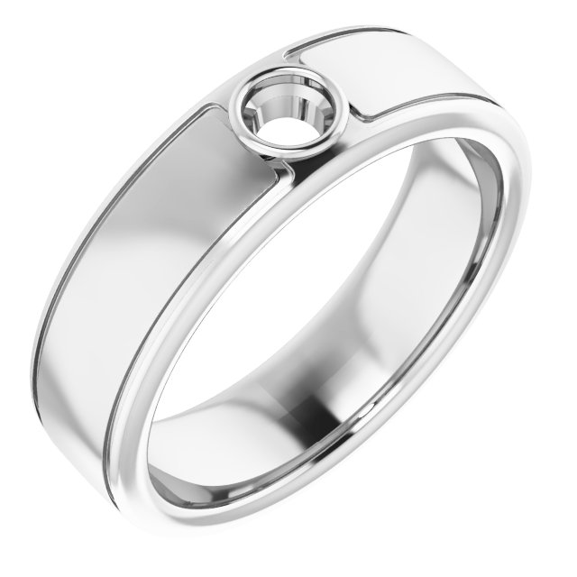 Grooved Bezel-Set Solitaire Band
