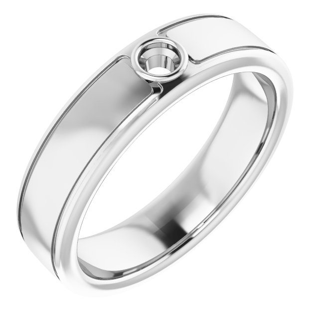 Grooved Bezel-Set Solitaire Band
