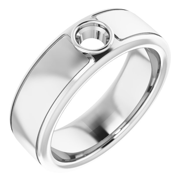 Grooved Bezel-Set Solitaire Band