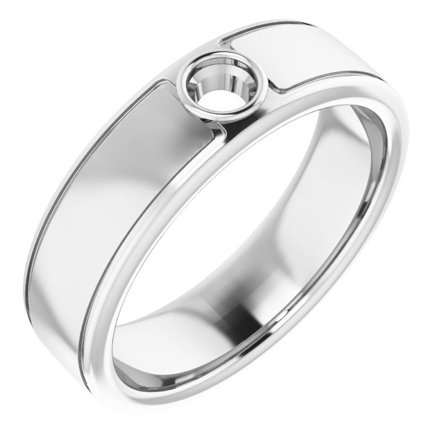 Grooved Bezel-Set Solitaire Band