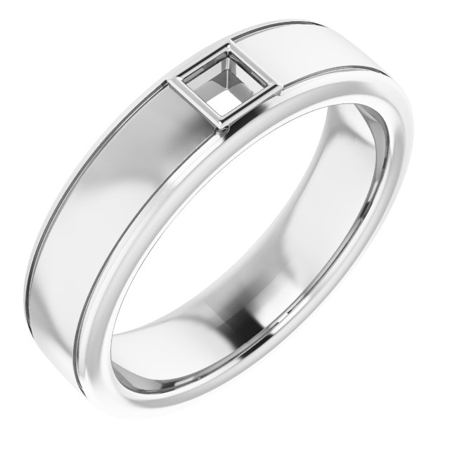 Grooved Bezel-Set Solitaire Band