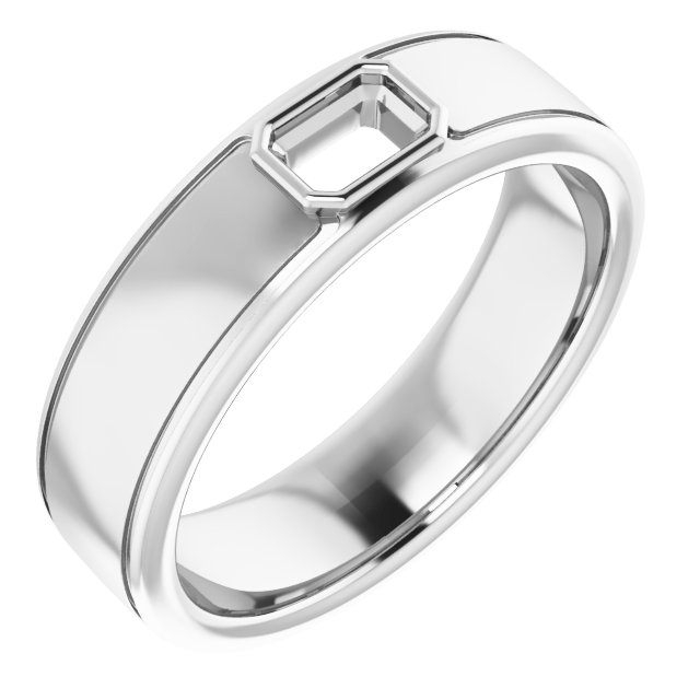 Grooved Bezel-Set Solitaire Band