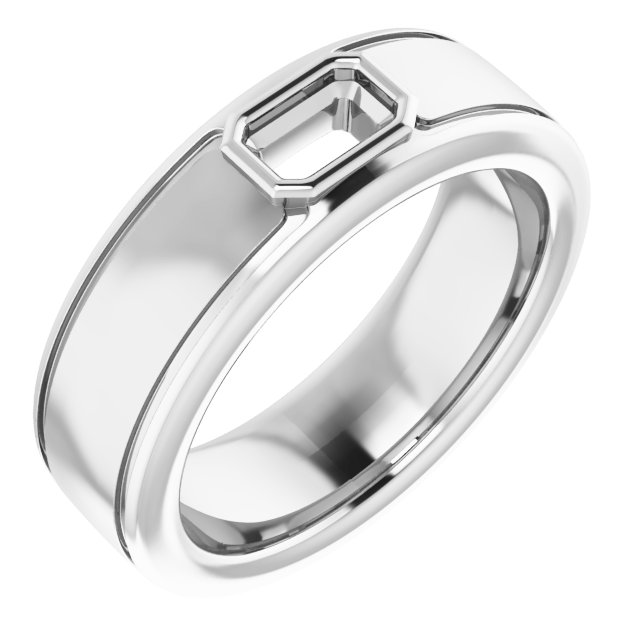 Grooved Bezel-Set Solitaire Band