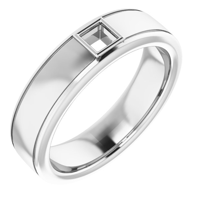 Grooved Bezel-Set Solitaire Band