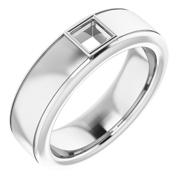 Grooved Bezel-Set Solitaire Band