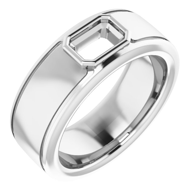 Grooved Bezel-Set Solitaire Band