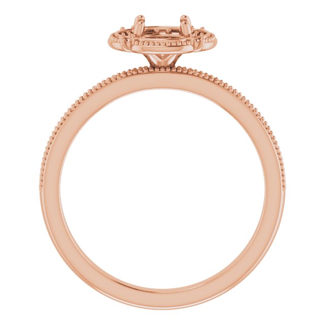 10K Rose 5.2 mm Round Halo-Style Engagement Ring Mounting  
