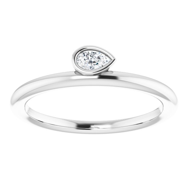 14K White 1/8 CT Diamond Asymmetrical Stackable Ring  