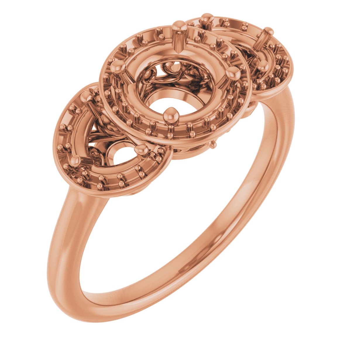Three-Stone Halo-Style Engagement Ring or Band