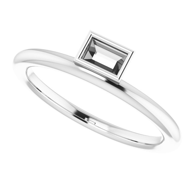 14K White 1/6 CT Diamond Asymmetrical Stackable Ring