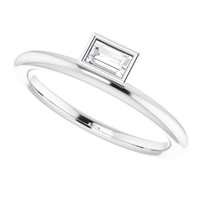 14K White 1/6 CT Diamond Asymmetrical Stackable Ring