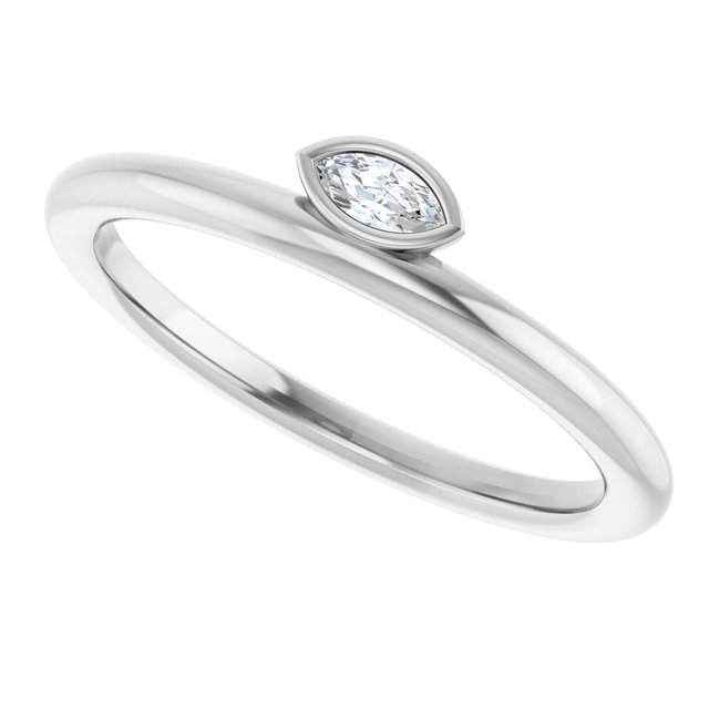 14K White .07 CT Diamond Asymmetrical Stackable Ring   