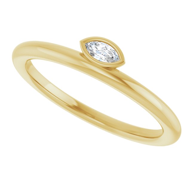 14K Yellow .07 CT Diamond Asymmetrical Stackable Ring   
