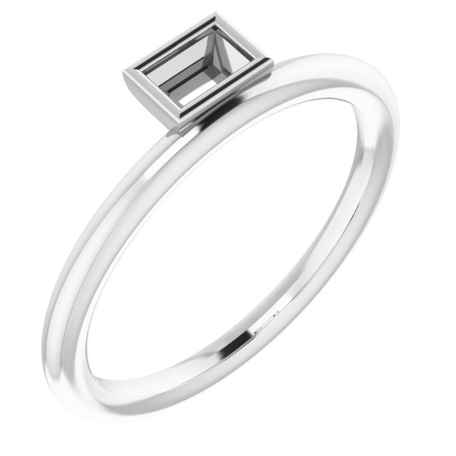 14K White 1/6 CT Diamond Asymmetrical Stackable Ring  