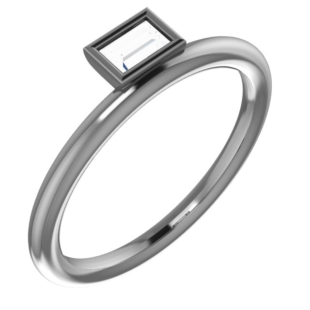 14K White 1/6 CT Diamond Asymmetrical Stackable Ring  