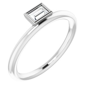 14K White 1/6 CT Diamond Asymmetrical Stackable Ring  