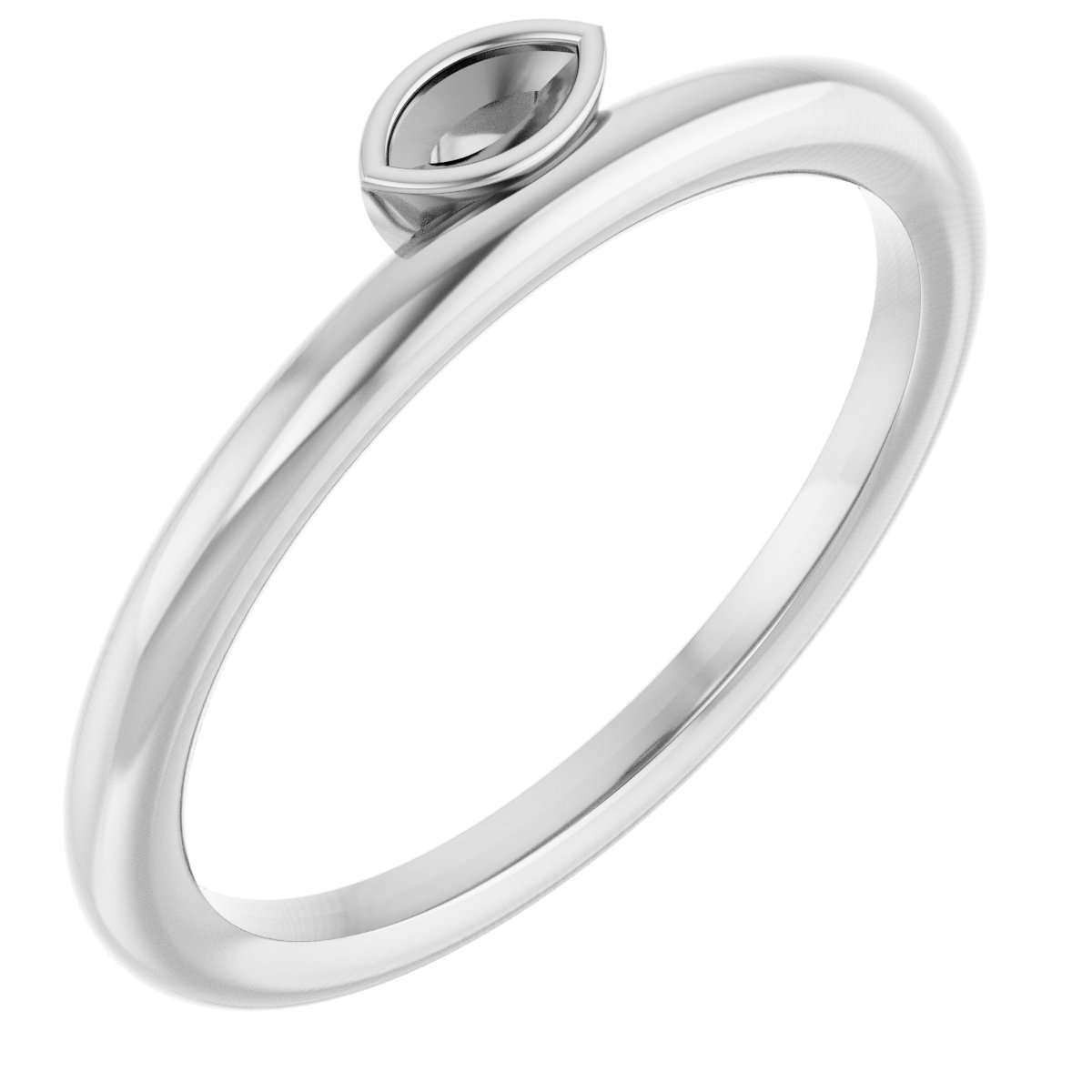 14K White .07 CT Diamond Asymmetrical Stackable Ring