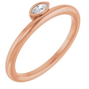 14K Rose .07 CT Diamond Asymmetrical Stackable Ring   