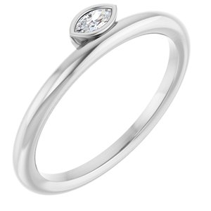 14K White .07 CT Natural Diamond Stackable Ring