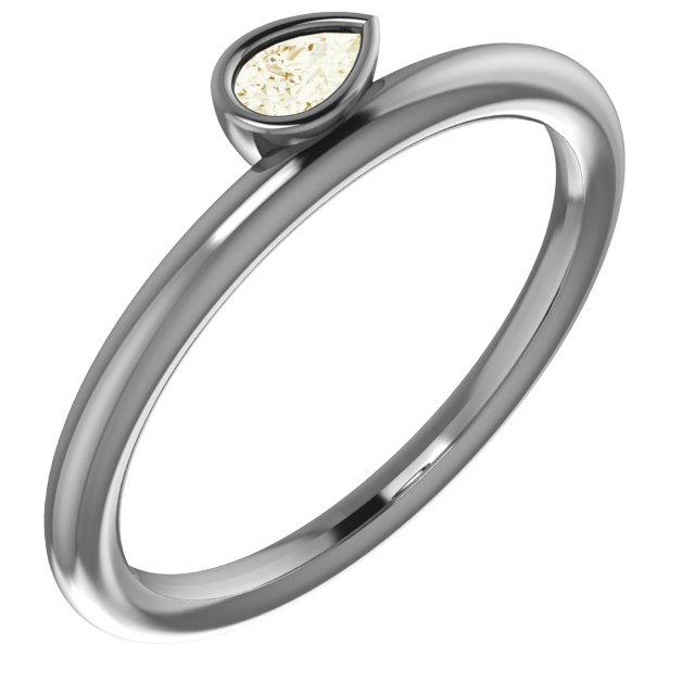 14K Yellow 1/8 CT Diamond Asymmetrical Stackable Ring  