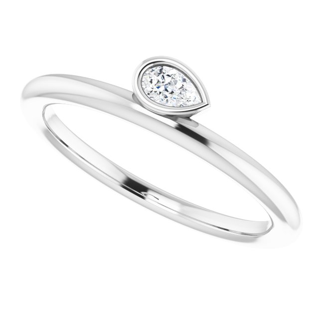 14K White 1/8 CT Diamond Asymmetrical Stackable Ring  