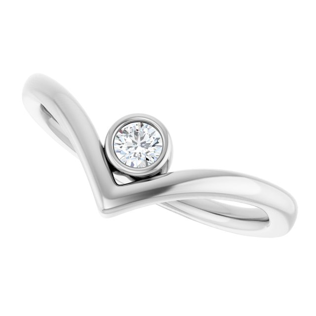 14K White 1/10 CTW Natural Diamond Bezel-Set V Ring