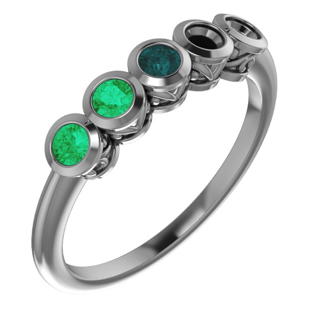 14K White Natural Emerald Ring