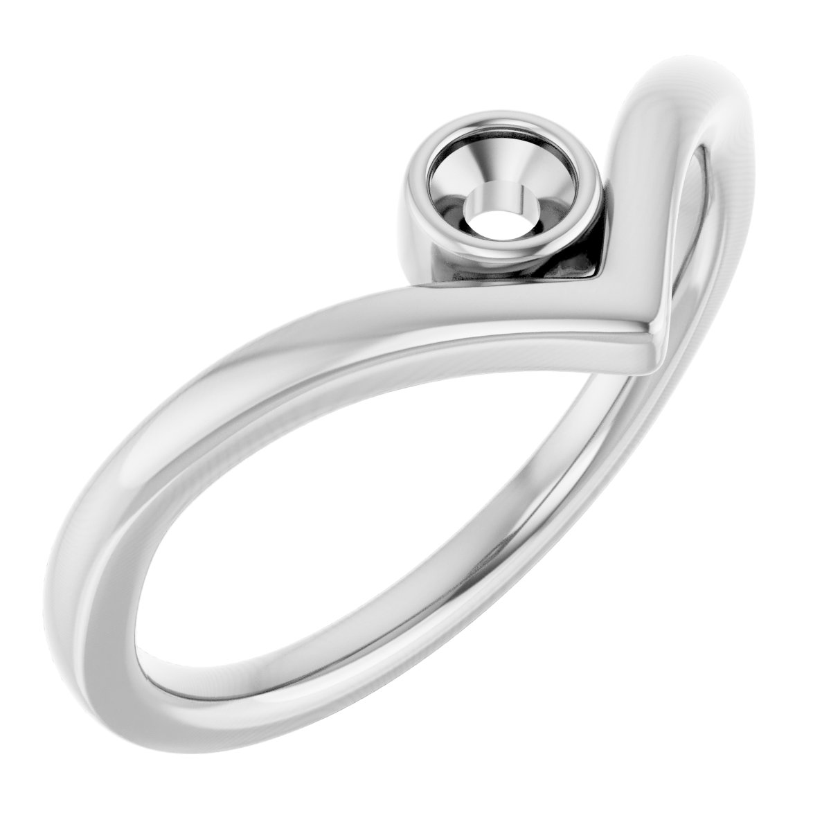 Continuum Sterling Silver 3 mm Round Bezel-Set V Ring Mounting