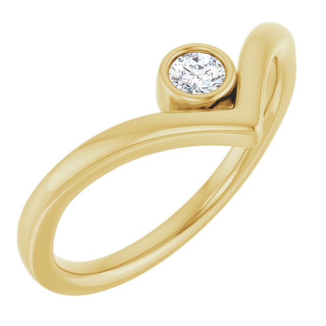 14K Yellow 1/10 CTW Diamond Solitaire Bezel-Set V Ring           