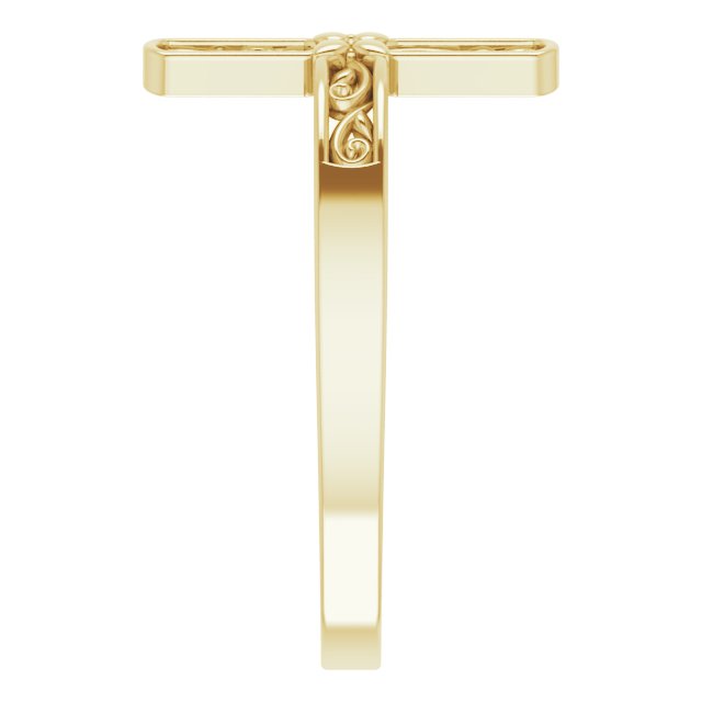 14K Yellow Sideways Cross Ring   