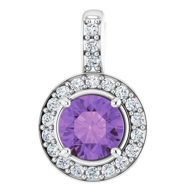 Sterling Silver Natural Amethyst & 1/5 CTW Natural Diamond Pendant