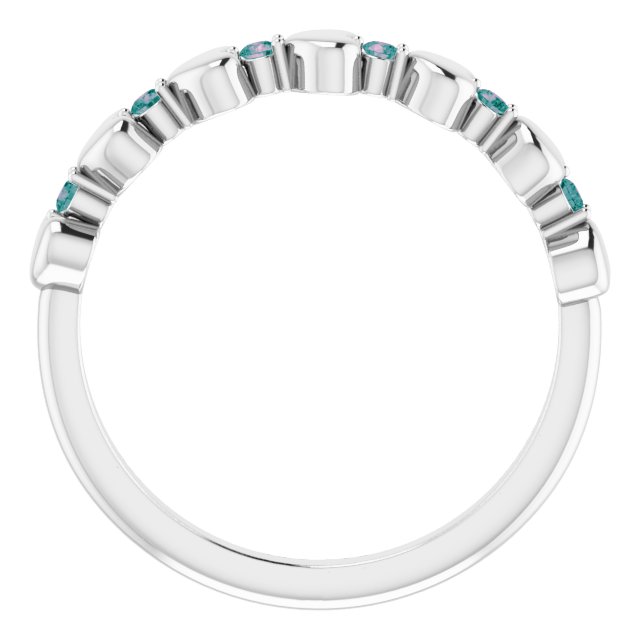 14K White Natural Alexandrite Heart Stackable Ring