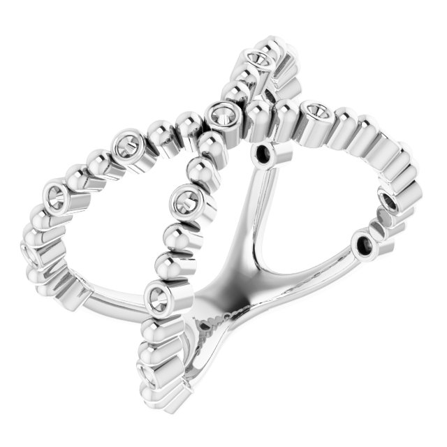 14K White 1/6 CTW Natural Diamond Beaded Negative Space Ring  