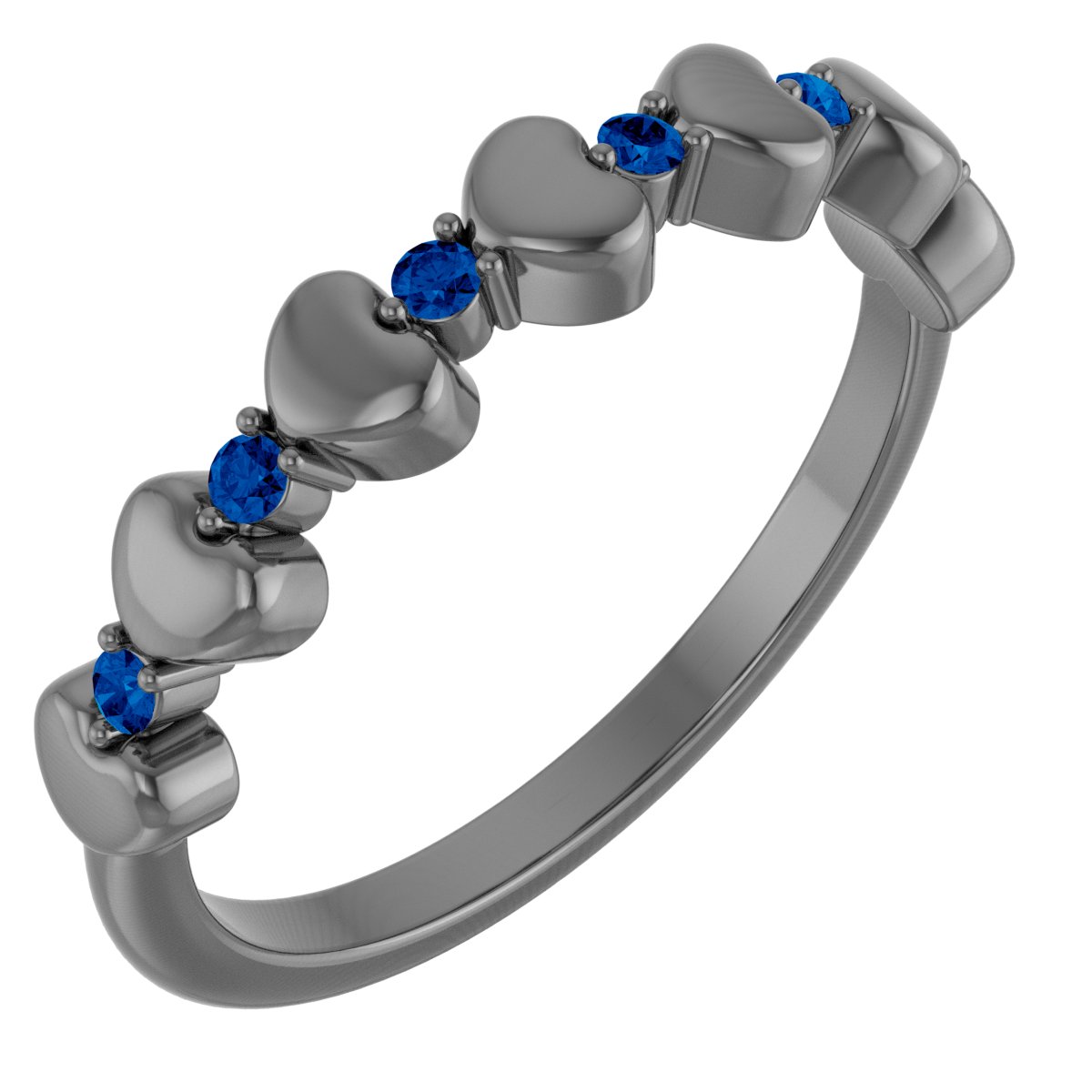 14K Yellow Blue Sapphire Stackable Heart Ring