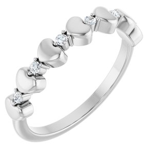 14K White 1/10 CTW Diamond Stackable Heart Ring  