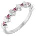 14K White Natural Pink Tourmaline Heart Stackable Ring