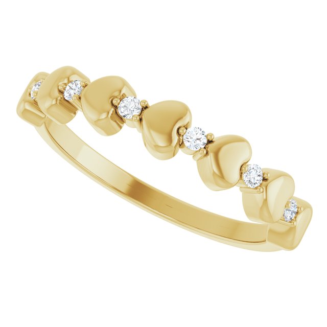 14K Yellow .08 CTW Natural Diamond Heart Stackable Ring  
