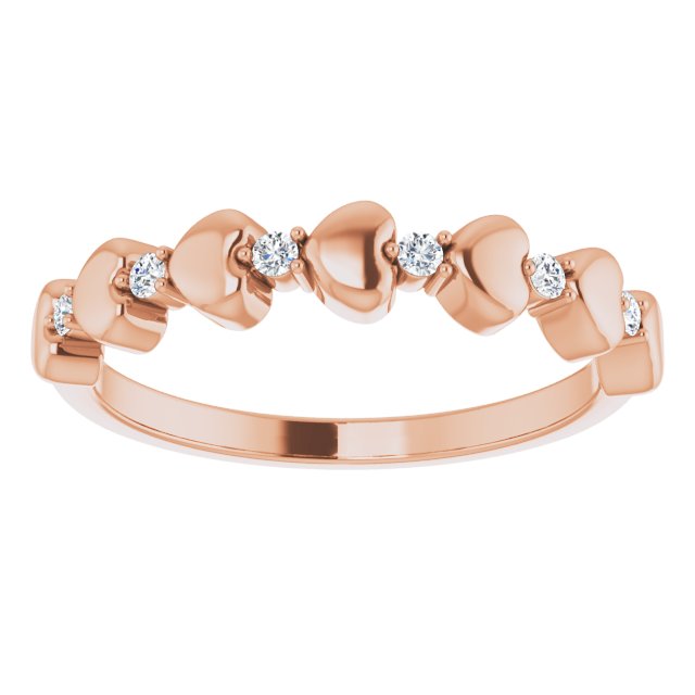 14K Rose .08 CTW Natural Diamond Heart Stackable Ring  