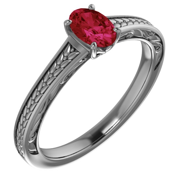 14K Rose Lab-Grown Ruby Ring