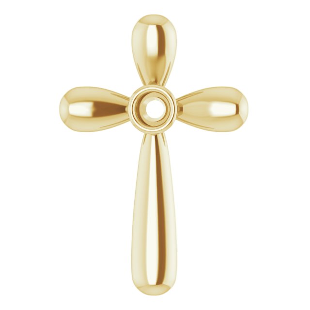 14K Yellow .10 CT Natural Diamond Cross Pendant  