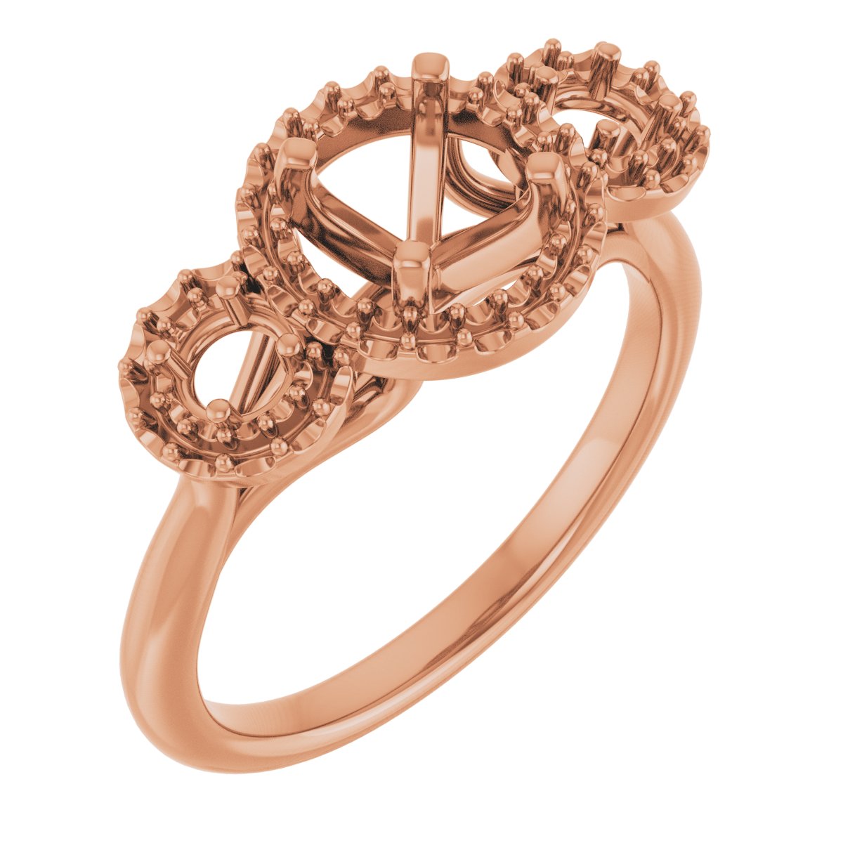Three-Stone Halo-Style Engagement Ring or Band