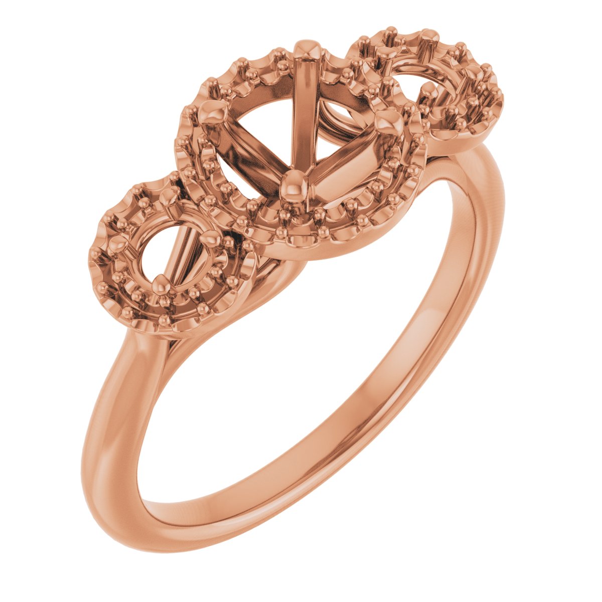 Three-Stone Halo-Style Engagement Ring or Band