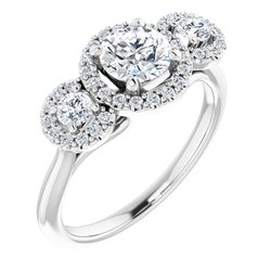 Three-Stone Halo-Style Engagement Ring or Band