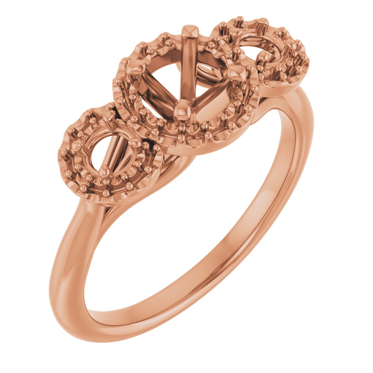 Three-Stone Halo-Style Engagement Ring or Band